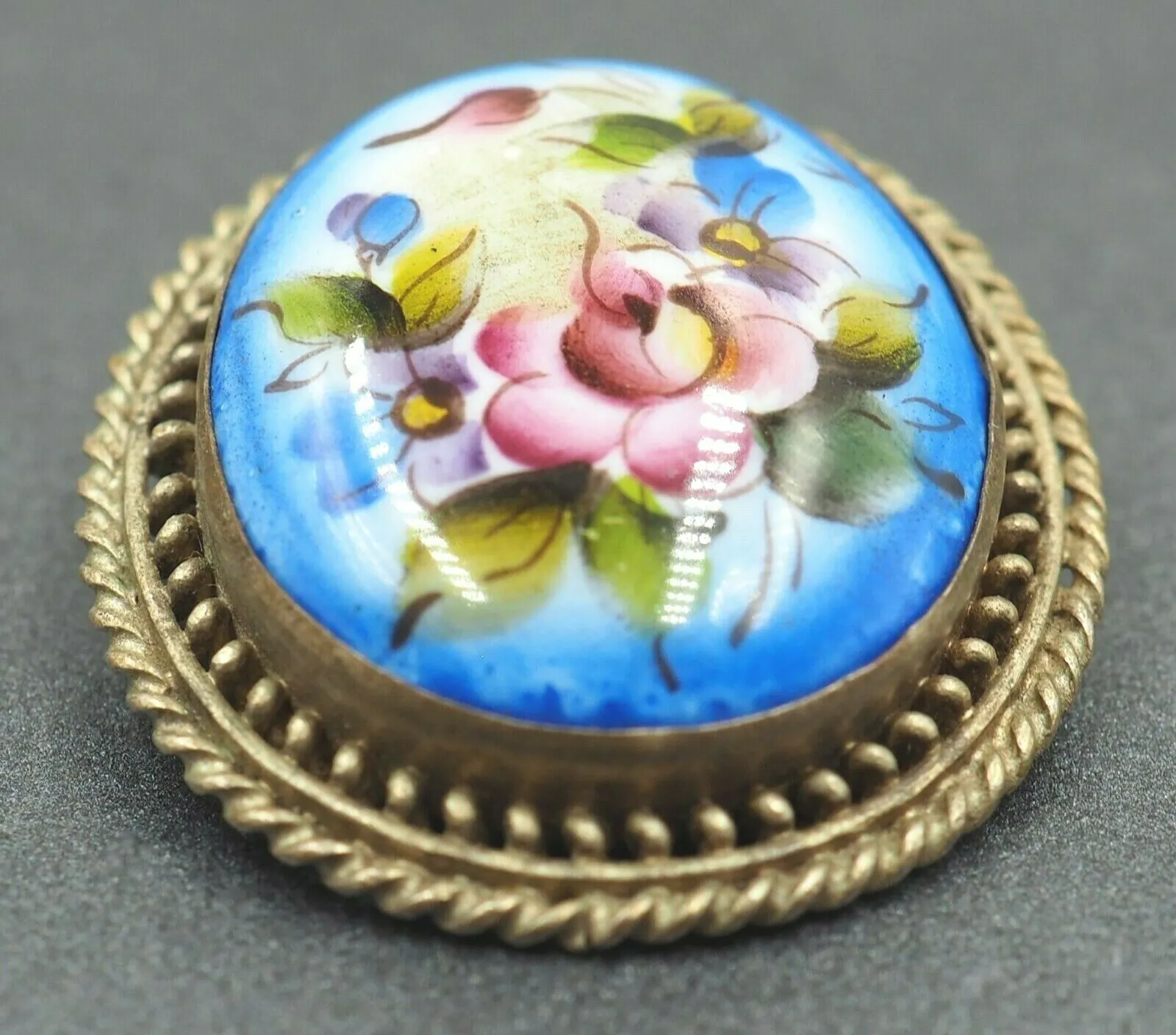 Painted Porcelain Brooch