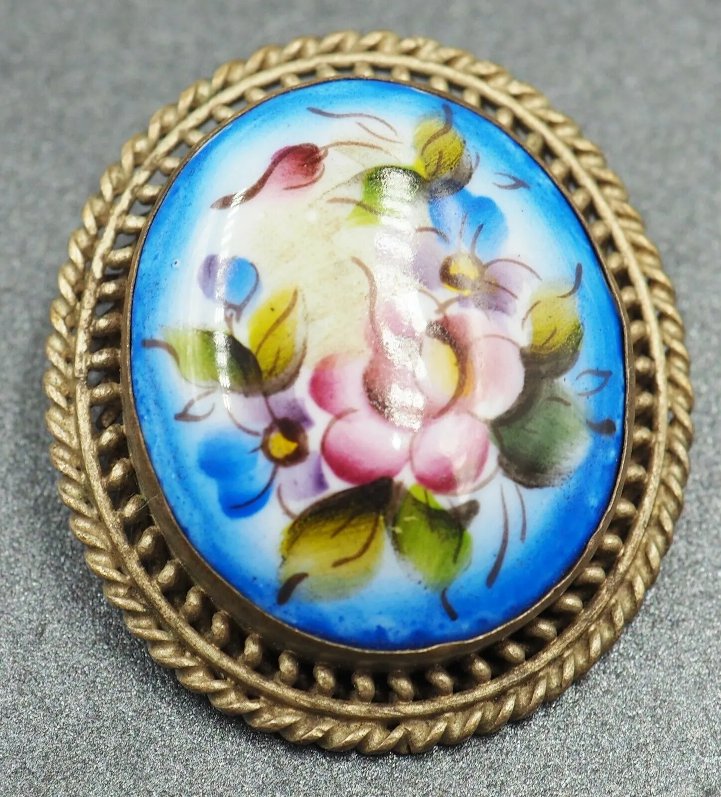 Painted Porcelain Brooch