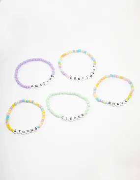 Pastel Beaded Brave Bracelet 5-Pack