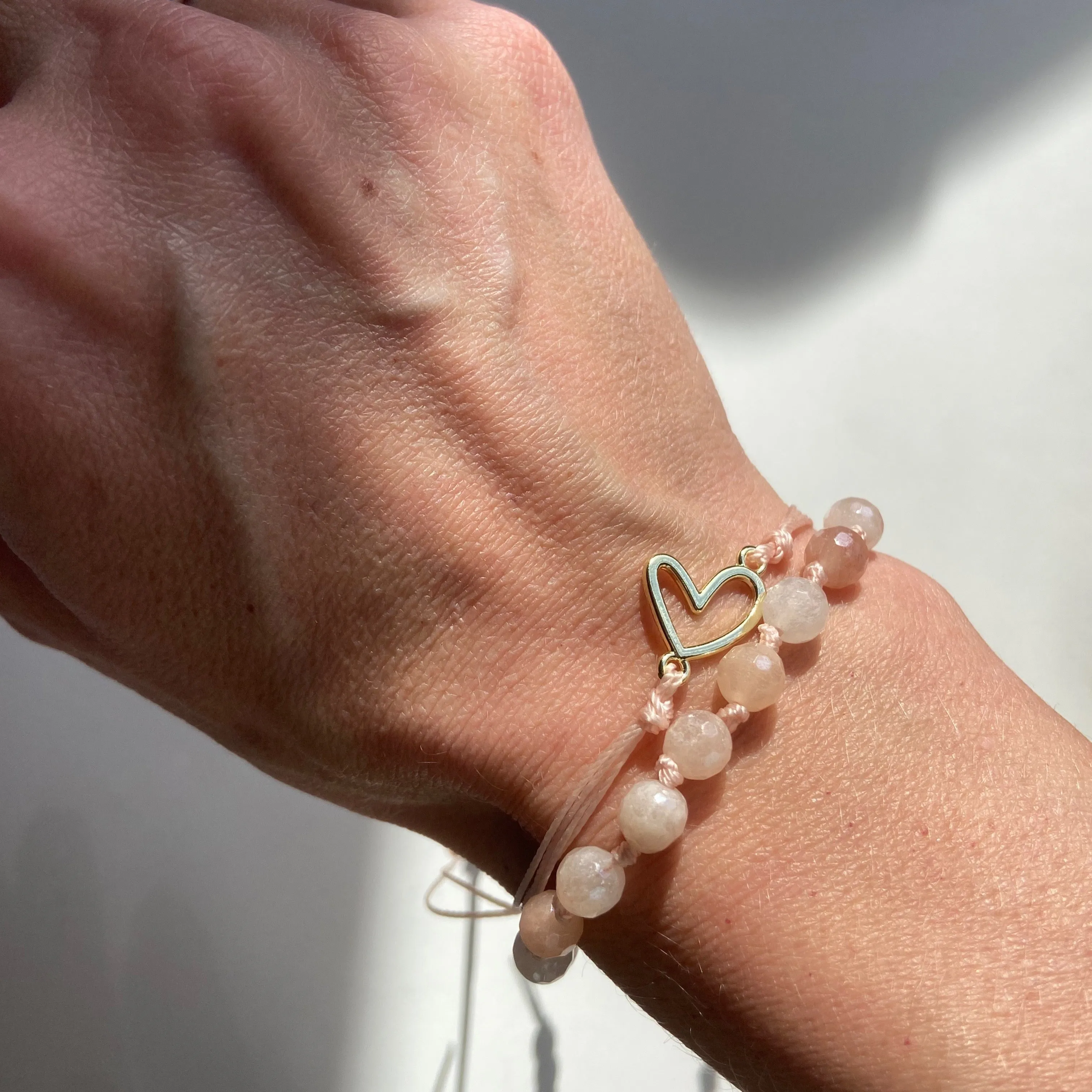 Peach Moonstone Knotted Gemstone Bracelet