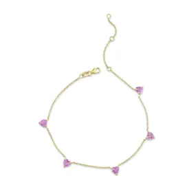 PINK SAPPHIRE 5 HEART ANKLET