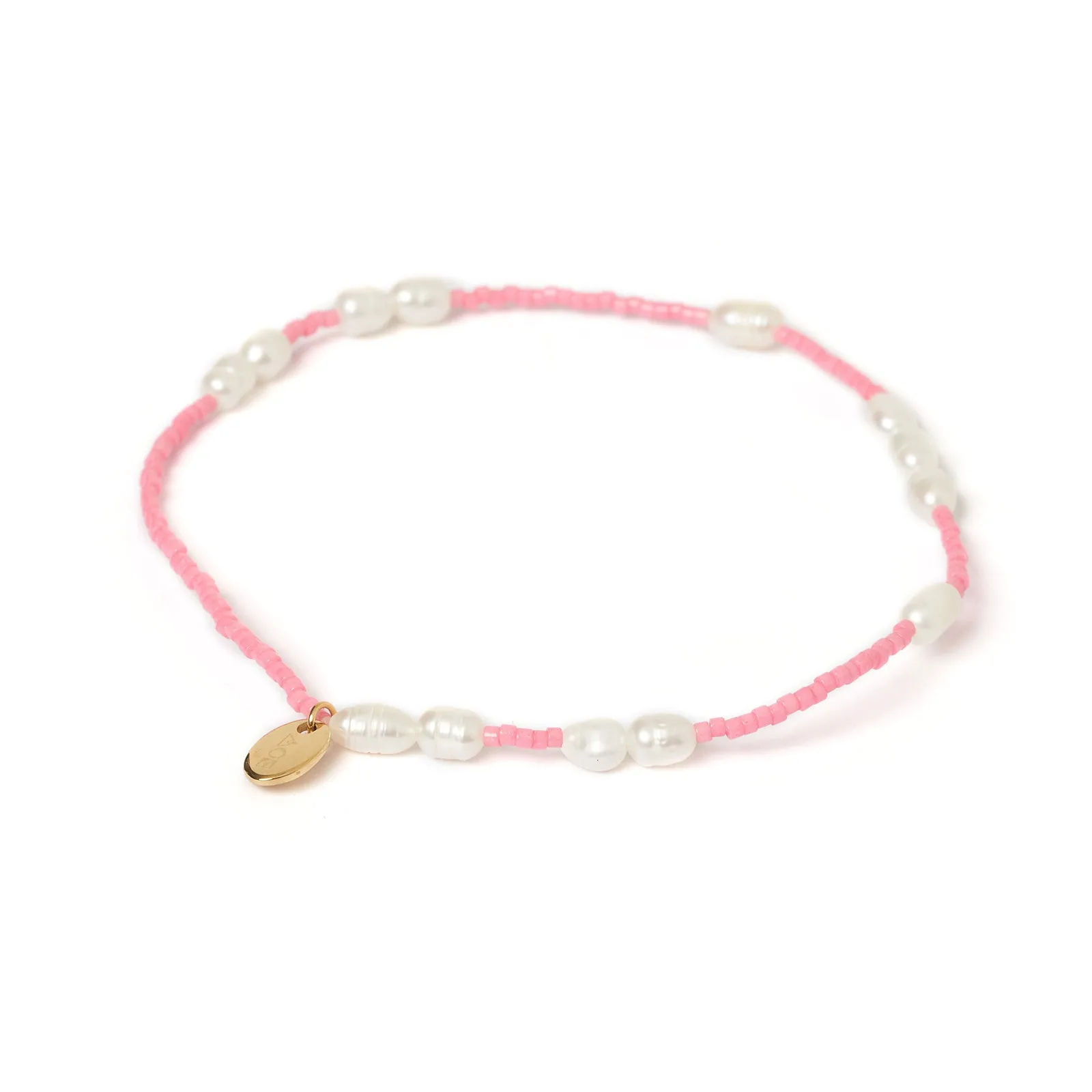 Poppy Pearl & Glass Beaded Anklet - Pink