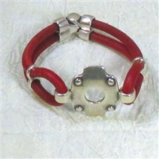 Red Leather Cord Bracelet Unique Cuff Style