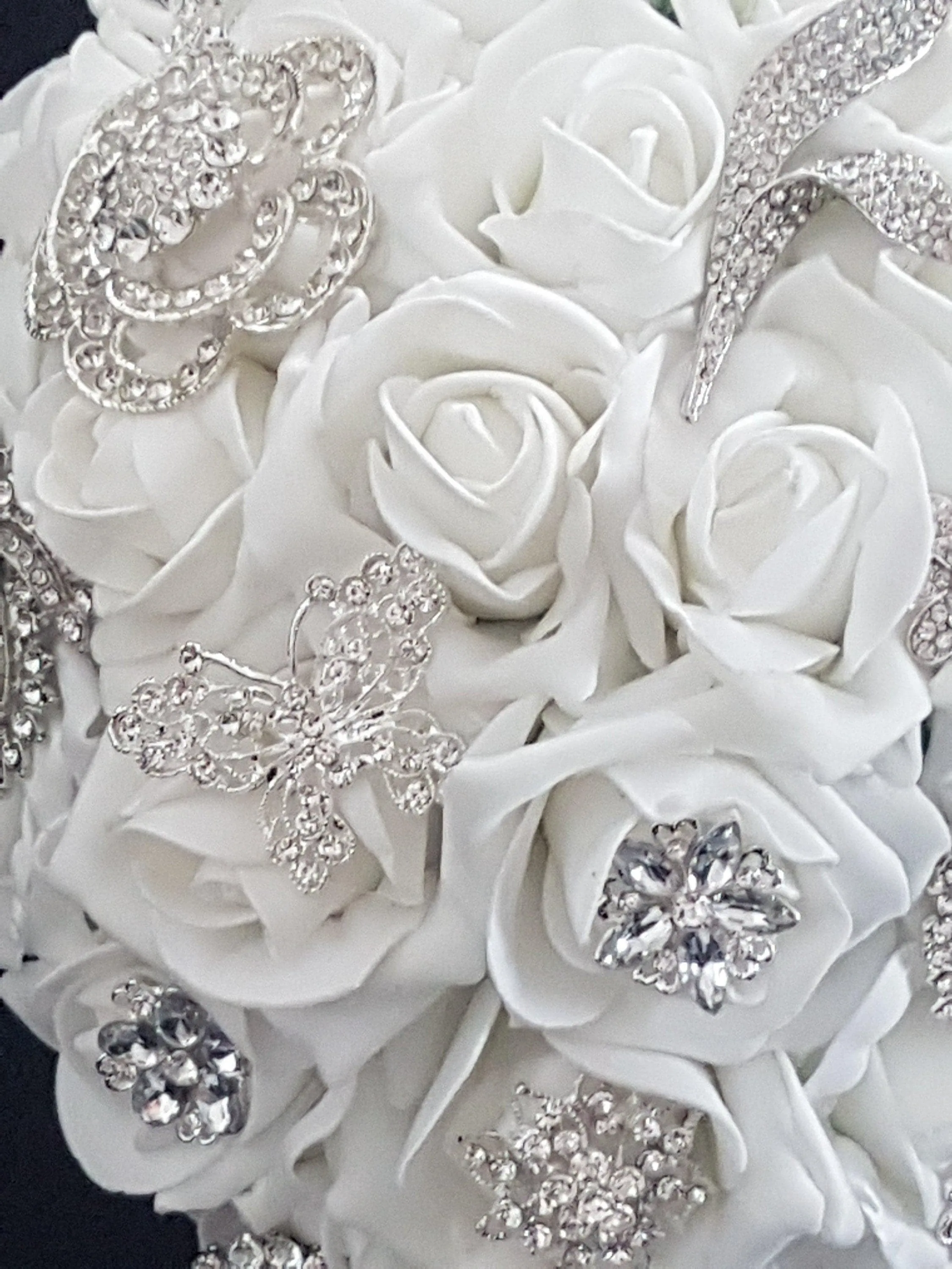 Rose & Brooch bouquet, bridesmaid brooch bouquet, buttonholes, all sold separately, any colour by Crystal wedding uk