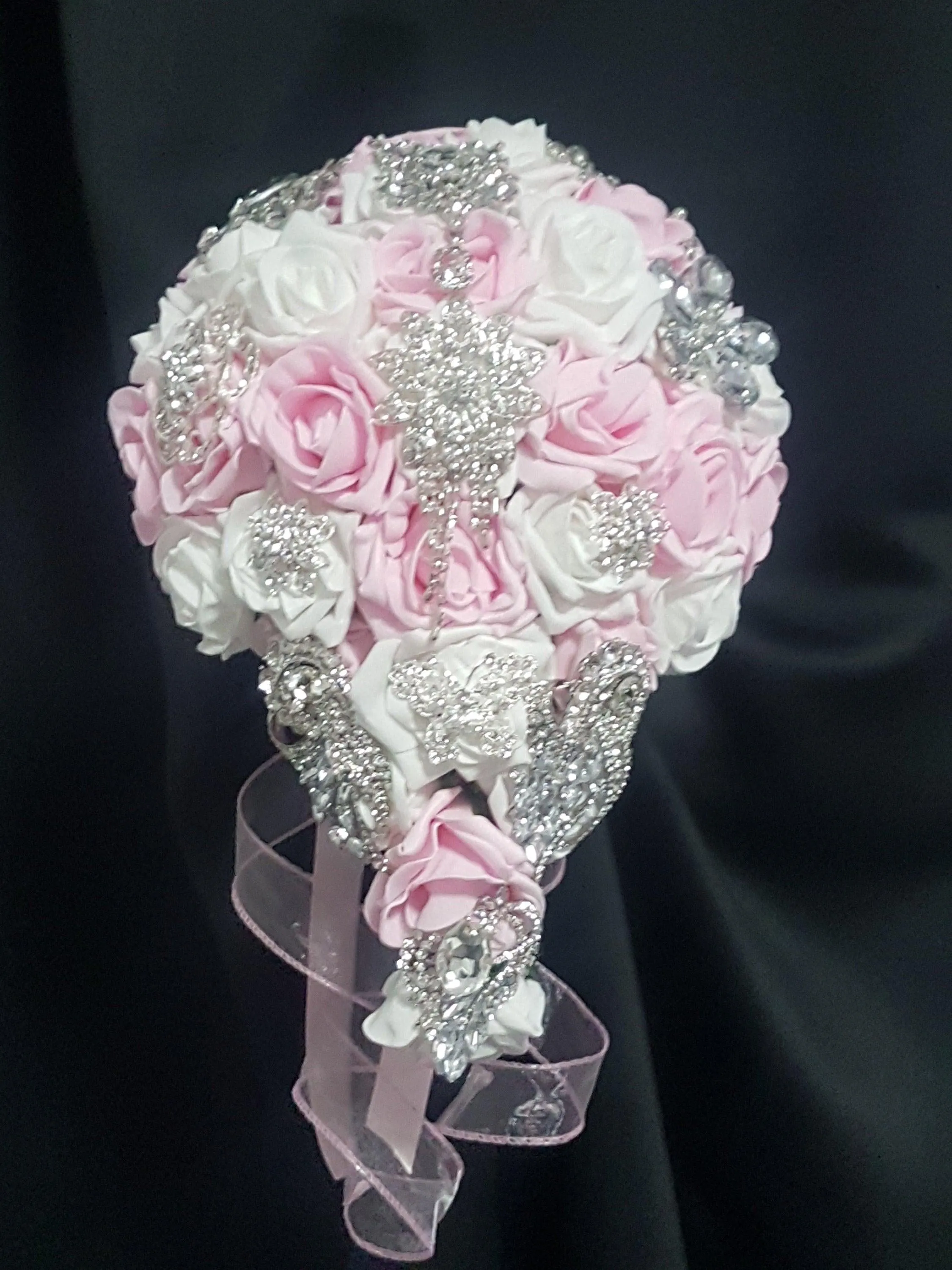 Rose & Brooch bouquet, bridesmaid brooch bouquet, buttonholes, all sold separately, any colour by Crystal wedding uk