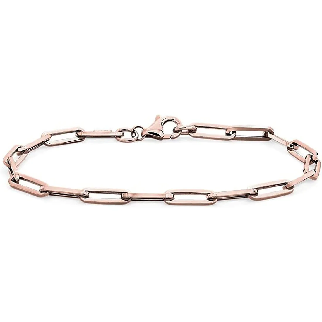 Rose Gold Paperclip Link Charm Bracelet