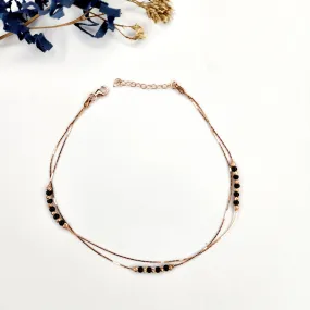 Rosegold Art Black Bead Anklet