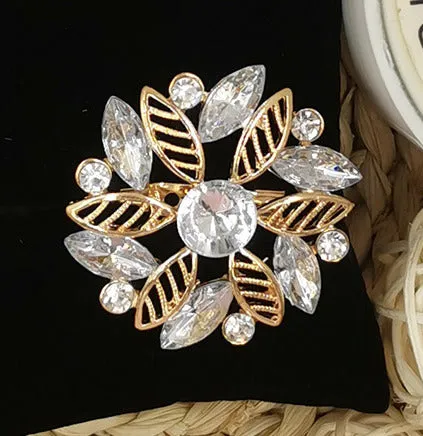 SB293 - White Gemstone Flower Brooch