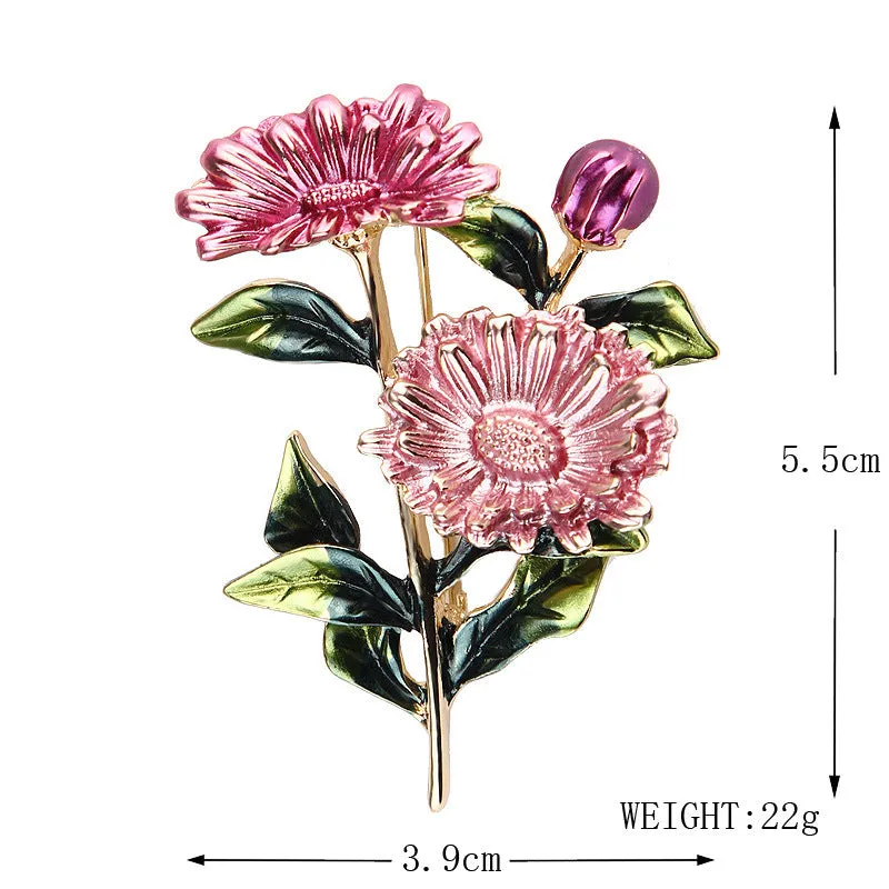 SB345 - Simple drop oil enamel alloy flower brooch