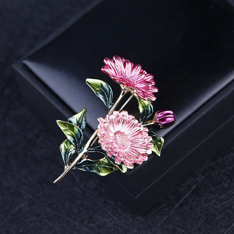 SB345 - Simple drop oil enamel alloy flower brooch