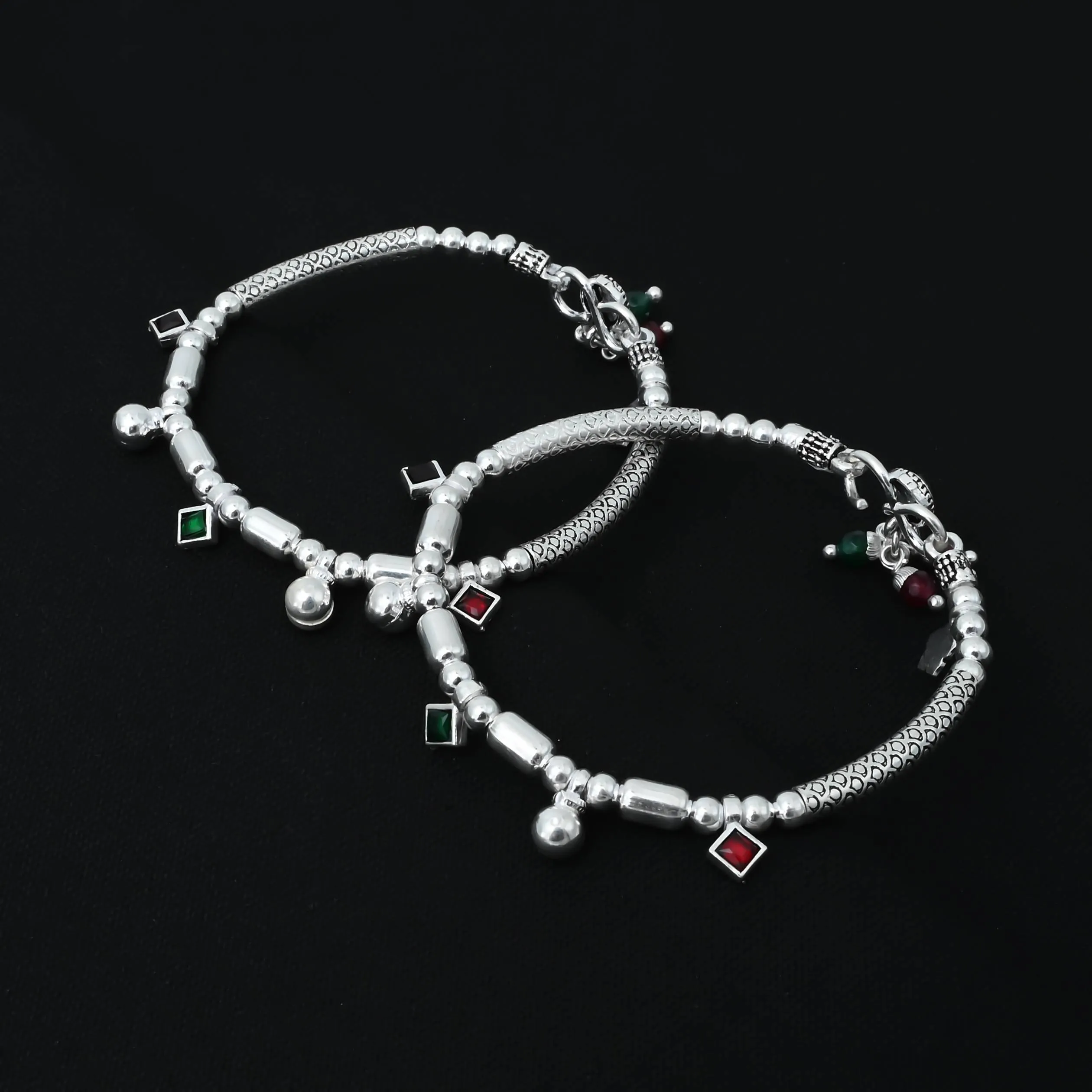 Silver Antique "Mystic Charm" Anklets for Girls