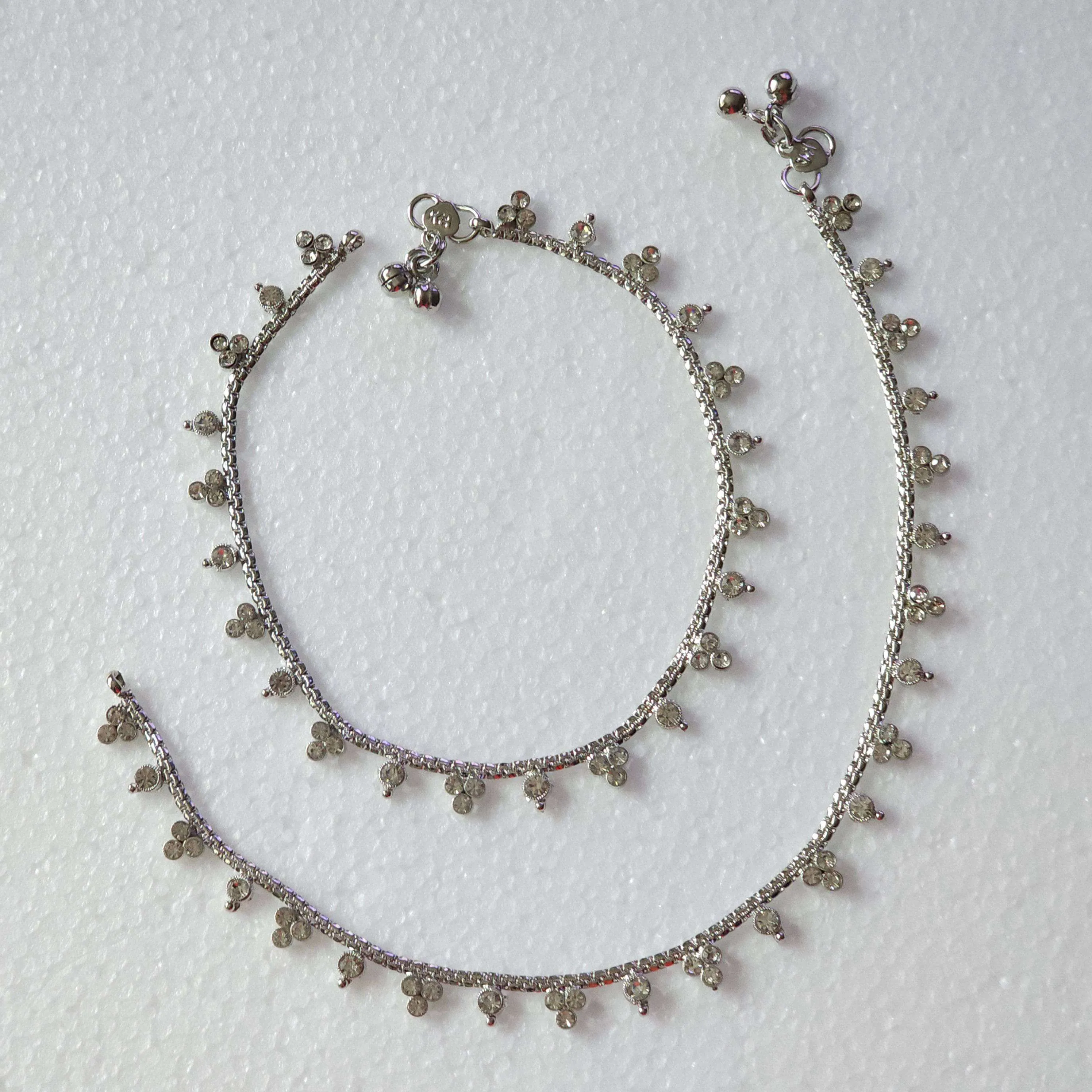 Silver Polki Anklet, Jhanjar