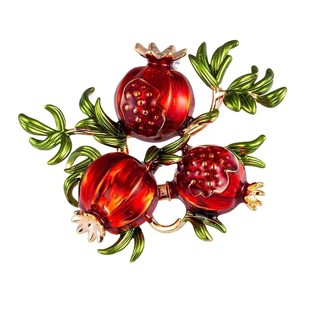 Sophisticated Pomegranate Enamel Brooch Pins