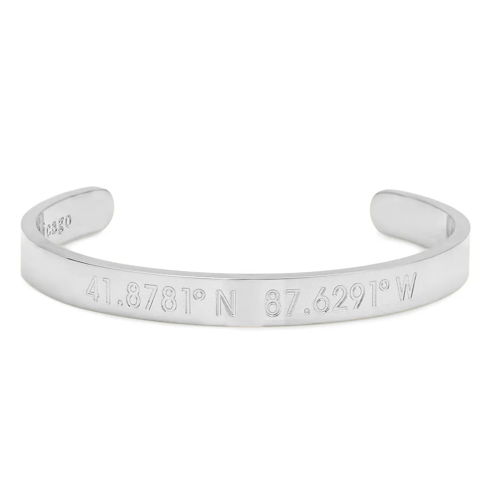 Stainless Steel Chicago Coordinates Cuff