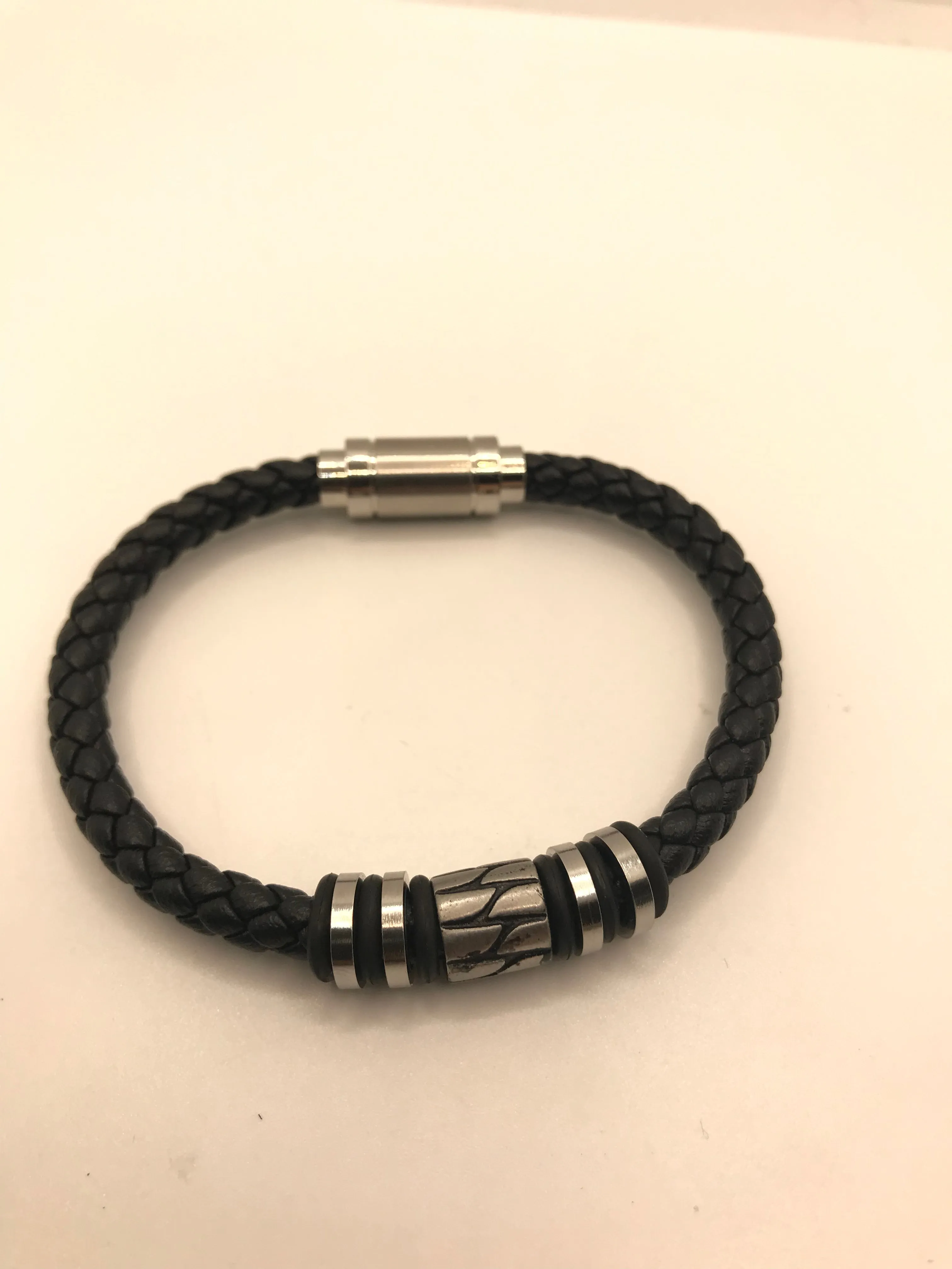 Stainless steel leather bracelet