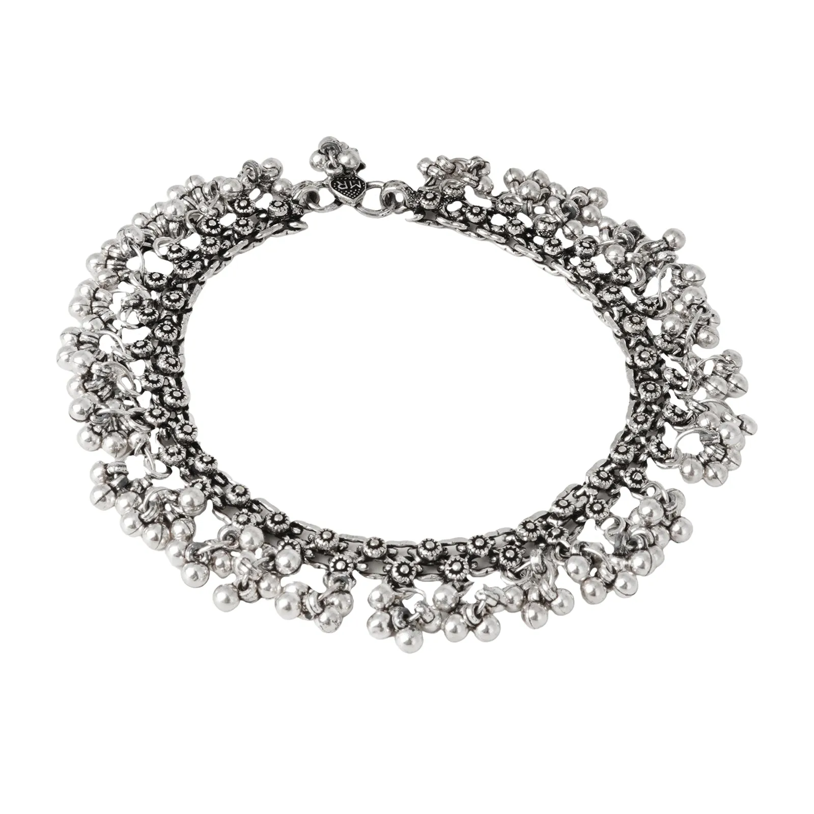 Teejh Ela Silver Oxidised Ghungroo Anklet