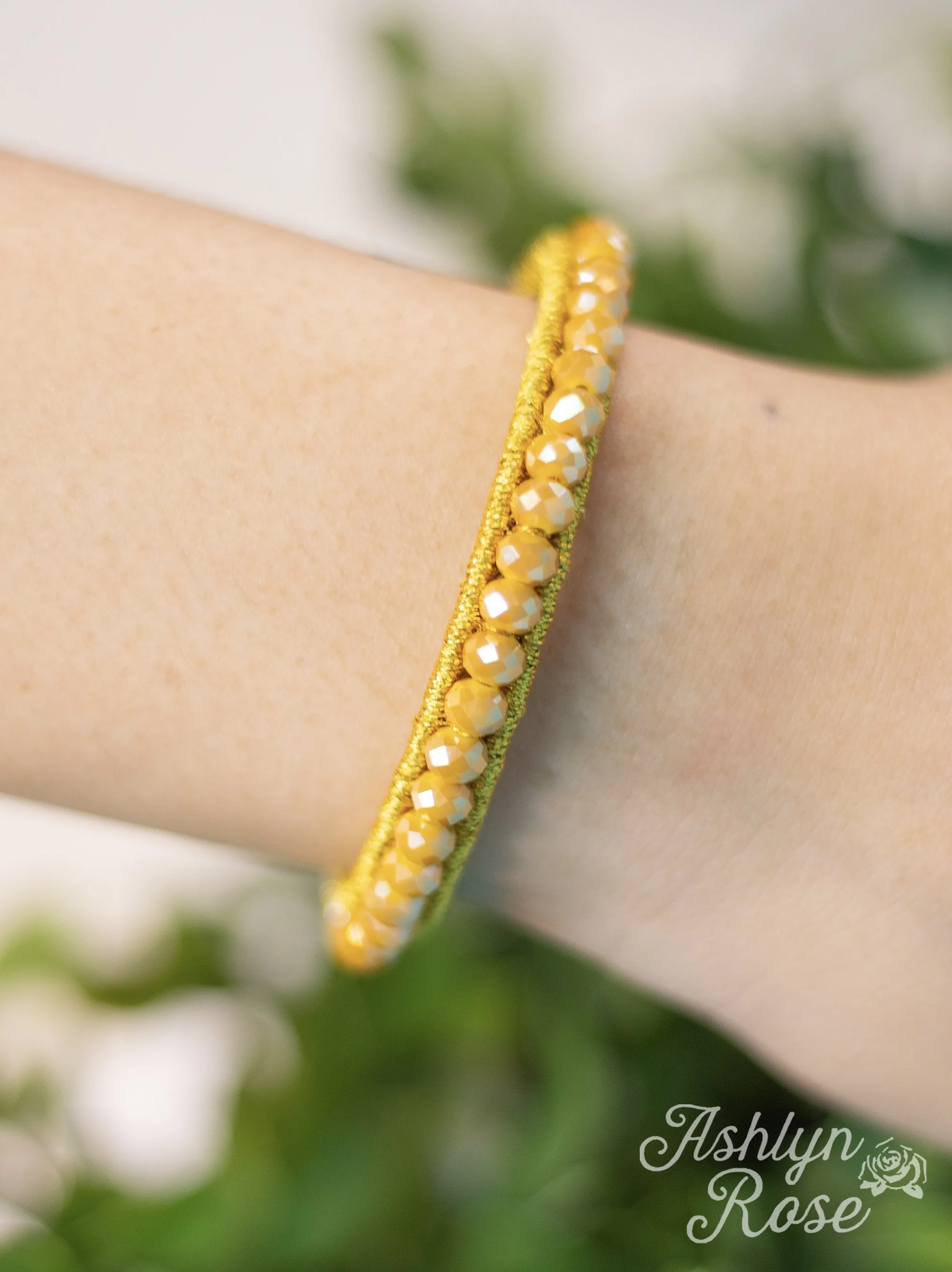 The Essential Stackable Beaded Bracelet, Mustard