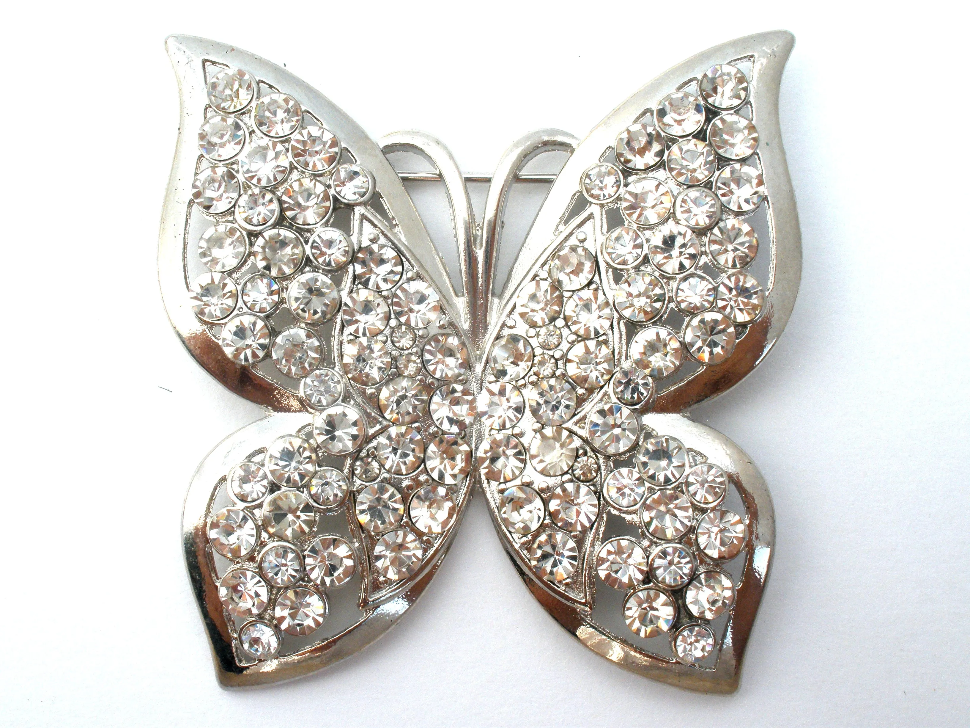 Vintage Butterfly Rhinestone Brooch Pin