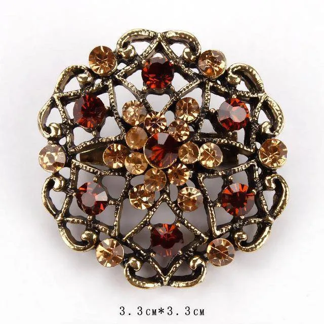 Vintage Gold Crystal  Antique Brooch Pins