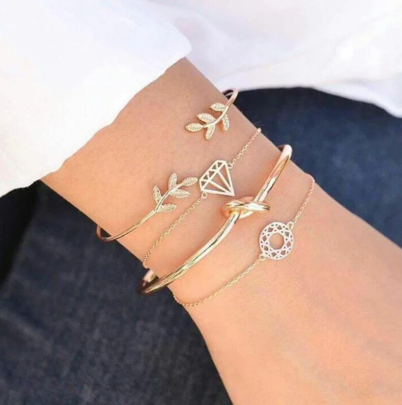 Women 4pcs/Set Bohemia Charm Bracelet Bangles