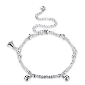 Women Jewelry Silver Plated Anklet Bell Pendant Metal Foot Chain