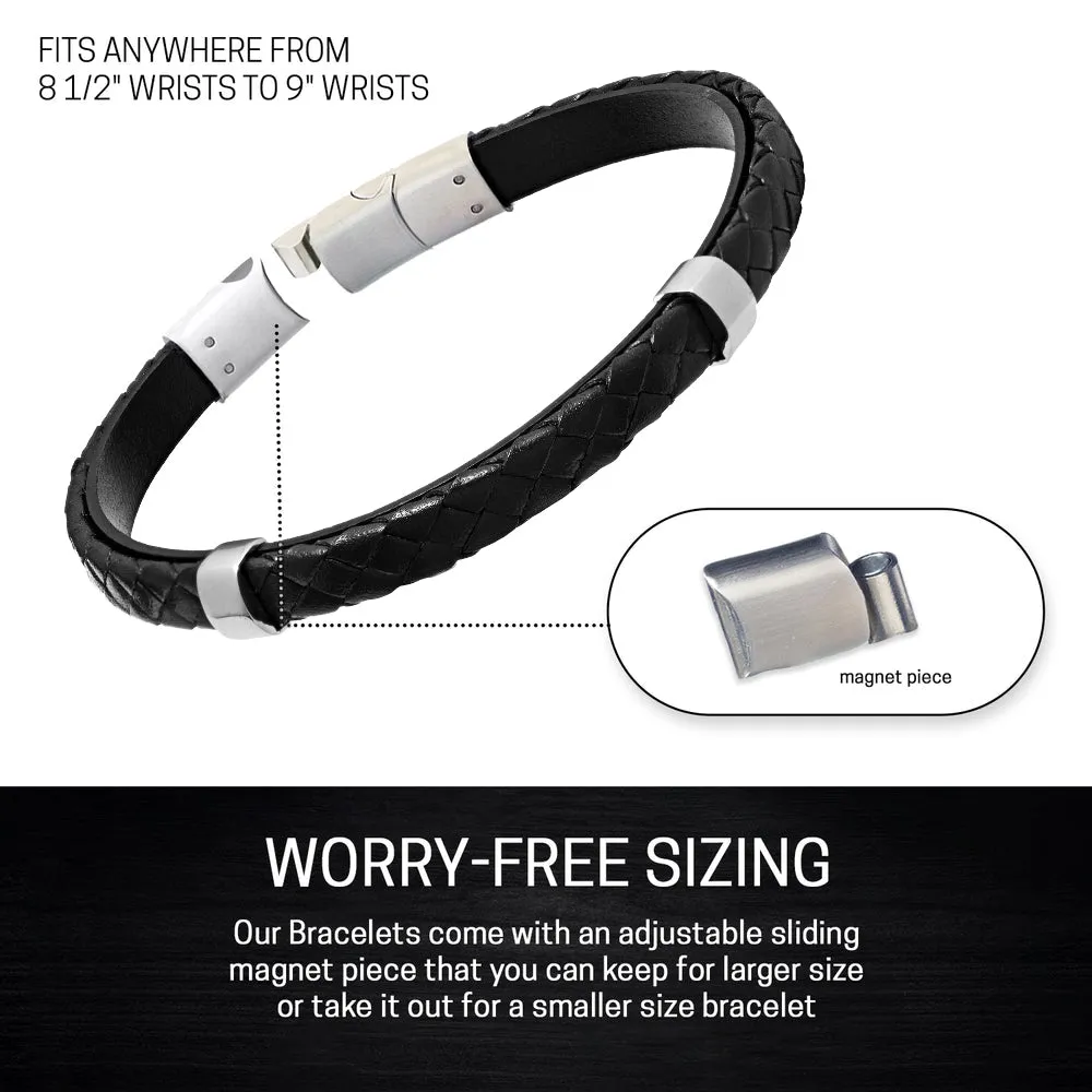 Woven Double Steel Leather Bracelet