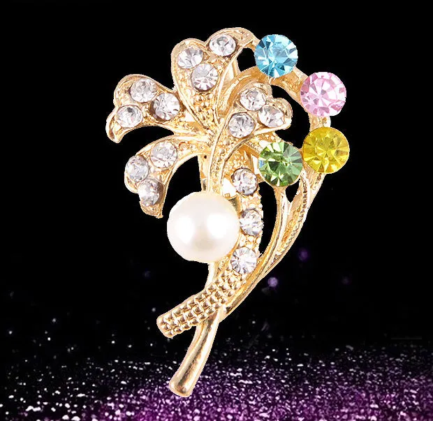 XSB015 - Golden Flower Brooch