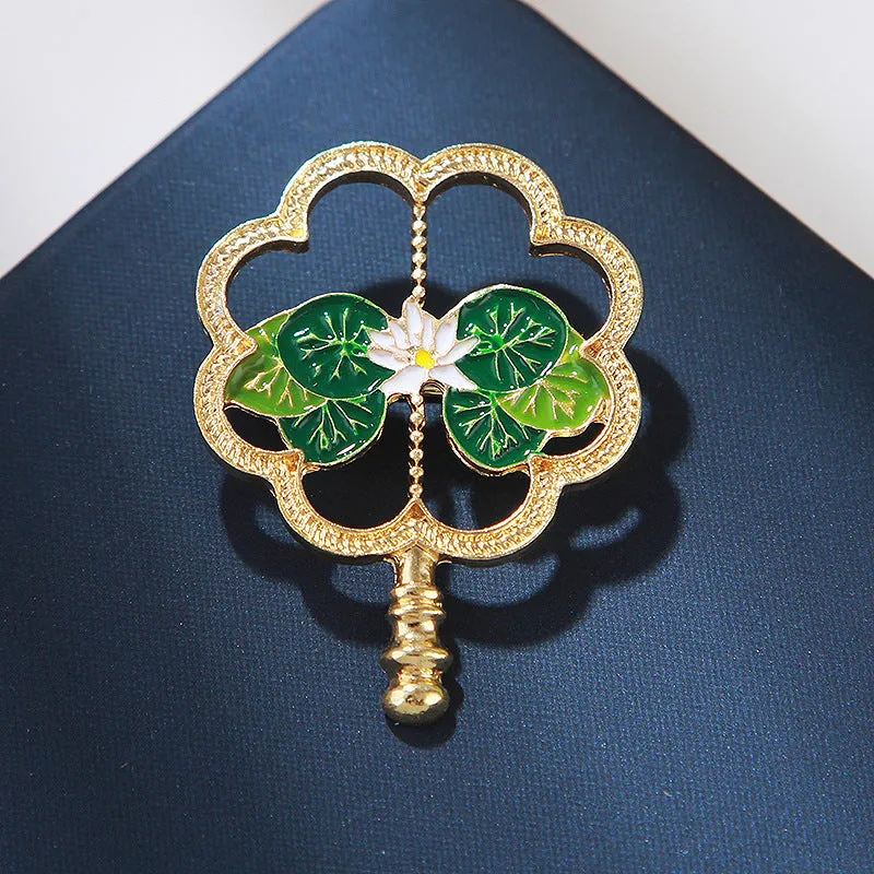 XSB027 - Green Flower Brooch