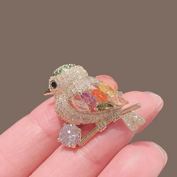 XSB089 - Crystal Bird Saree Brooch