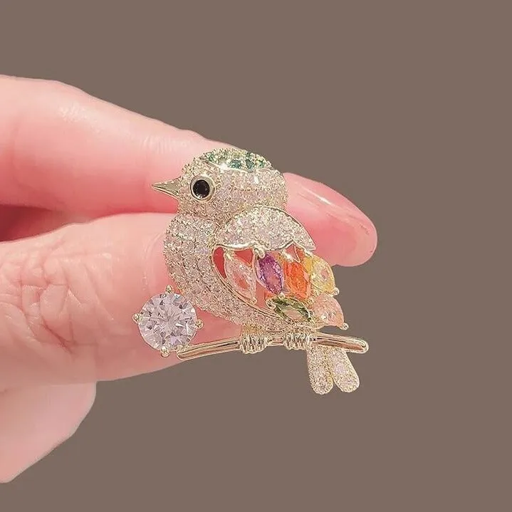 XSB089 - Crystal Bird Saree Brooch