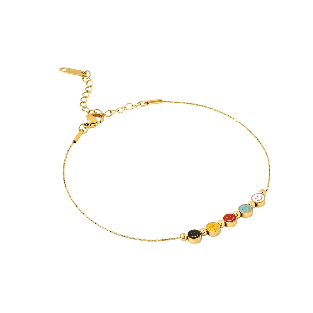 Yellow Chimes Anklets for Women and Girls Fashion Golden Anklets for Women | Gold Plated Smiley Face Anklets Payal for Women | Birthday Gift For Girls & Women Anniversary Gift for Wife