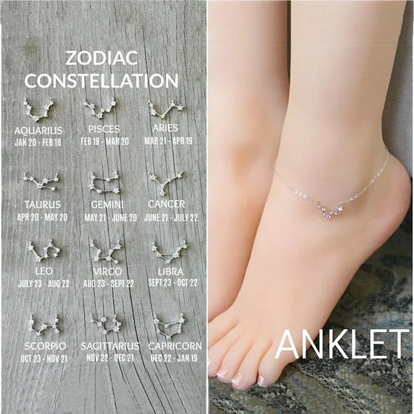 Zodiac Anklet Crystal Pendant Ladies Gift